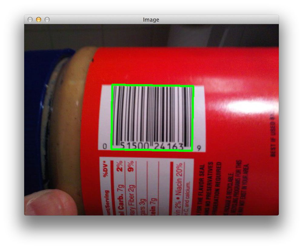 Figure 6: Successfully detecting the barcode in our example image.
