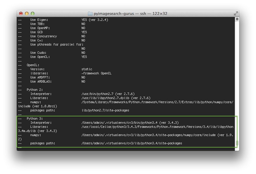 brew install opencv python2.7