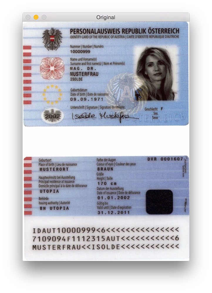  Figure 1: Notre image de passeport d'origine dans laquelle nous essayons de détecter la MRZ.