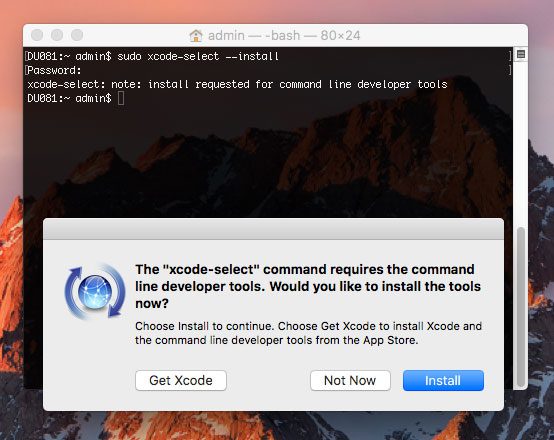 Figure 2: Installing Apple Command Line Tools on macOS.