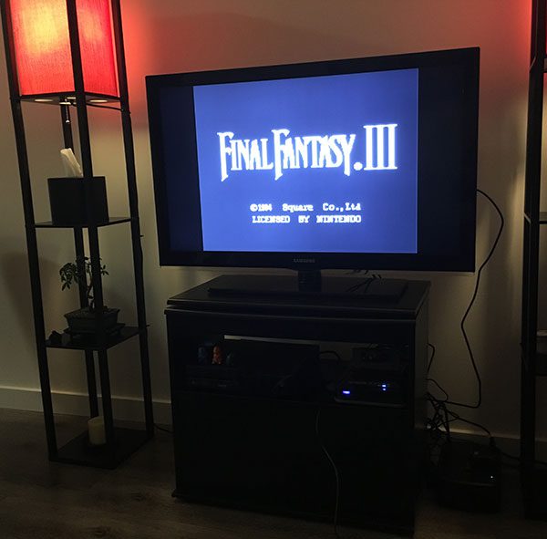 Figure 17: Spending the night unwinding and playing a bit of old school Final Fantasy on the SNES.
