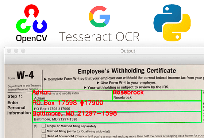 OCR a document, form, or invoice with Tesseract, OpenCV, and